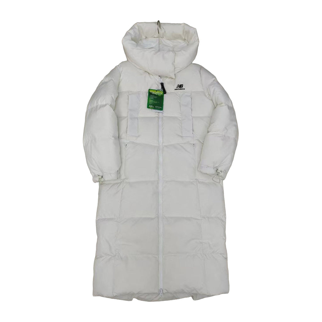 New Balance Long Hooded Puffer Coat – Off White